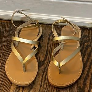 BNIB J Crew Strappy ankle gold sandals